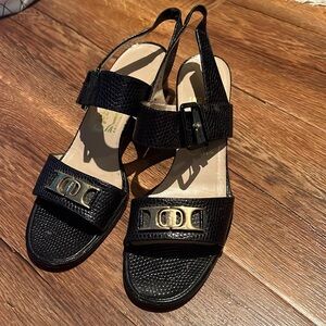 Salvatore Ferragamo Lizard embossed leather heeled sandals